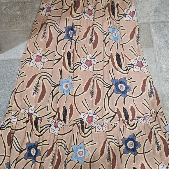 NWOT Christian Siriano NY Floral Patterned Maxi Skirt XS Boho Tan Brown Cottage - Picture 5 of 8